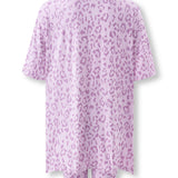 Back side of Women’s Biker Short Set in Thistle Leopard print on white background