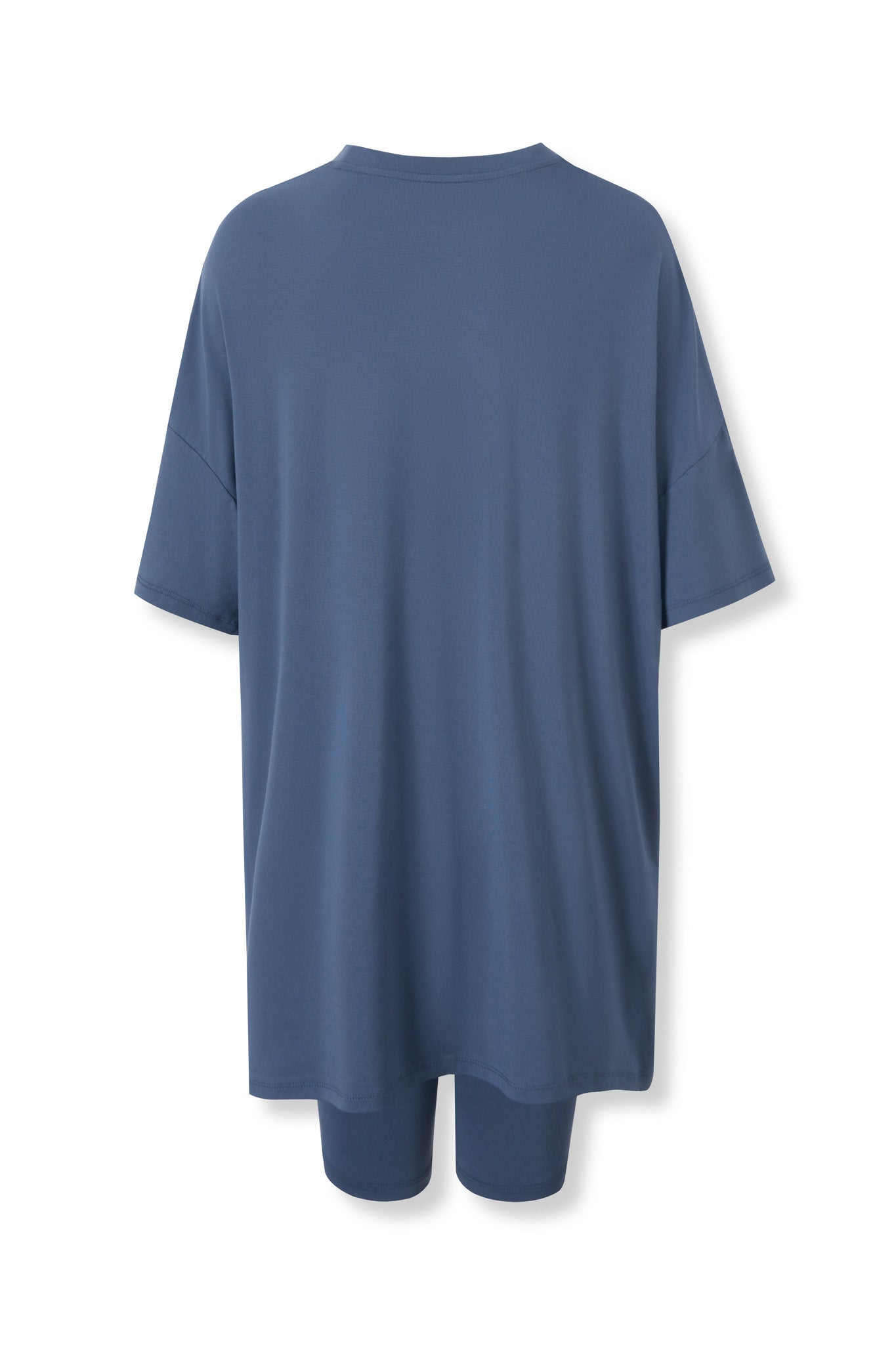 Back view of Women’s Biker Short Set in Oxford on a white background