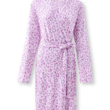 Women's Lounge Robe in Thistle Leopard print on white background