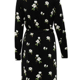 Back of Women’s Lounge Robe in Big Midnight Magnolia
