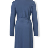 Back view of Women's Lounge Robe in Oxford on a white background