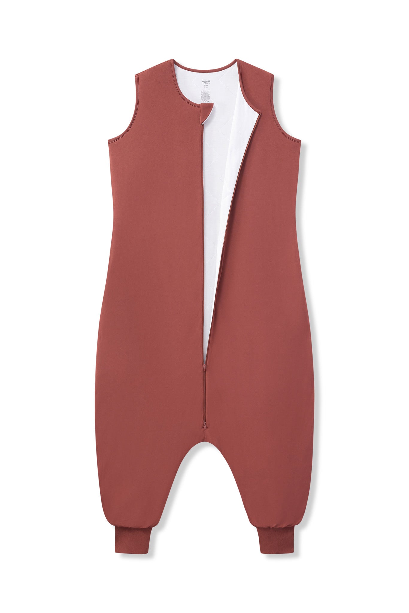 Adult Sleep Sack in Ember with open zipper on a white background