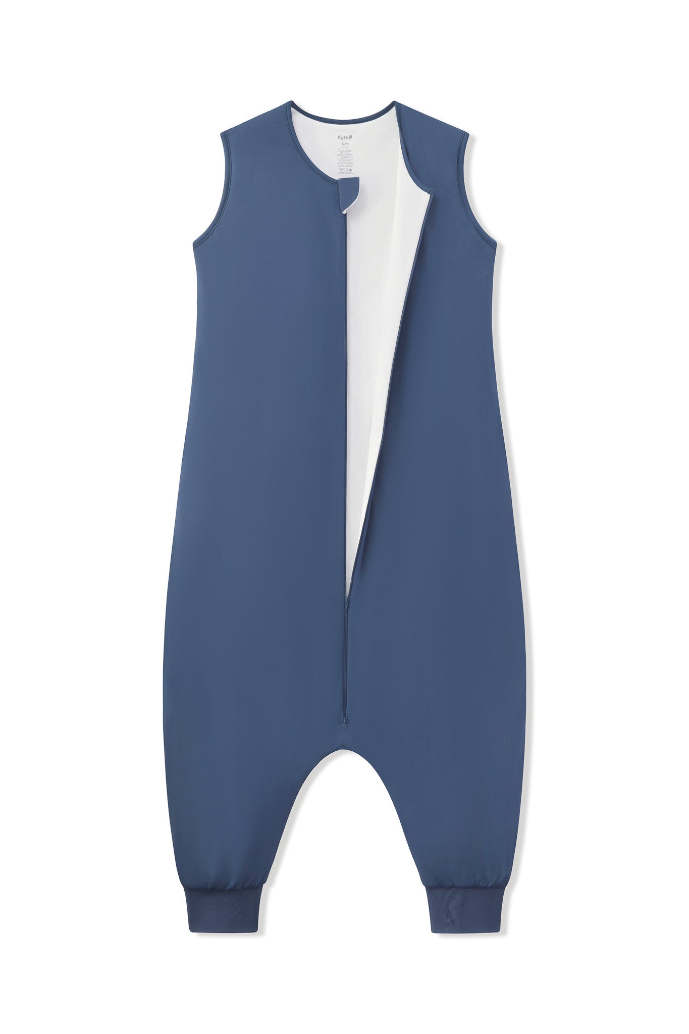 Adult Sleep Sack in Oxford with open zipper on a white background