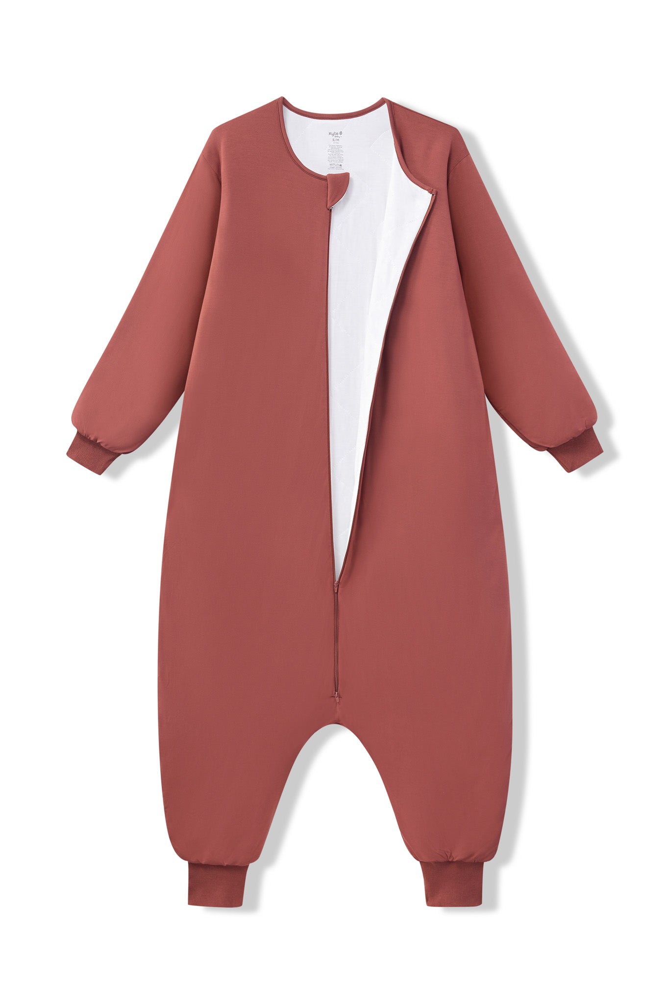 Long Sleeve Adult Sleep Bag Walker in Ember with open zipper on a white background