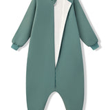 Long Sleeve Adult Sleep Bag Walker in Pine with open zipper on a white background