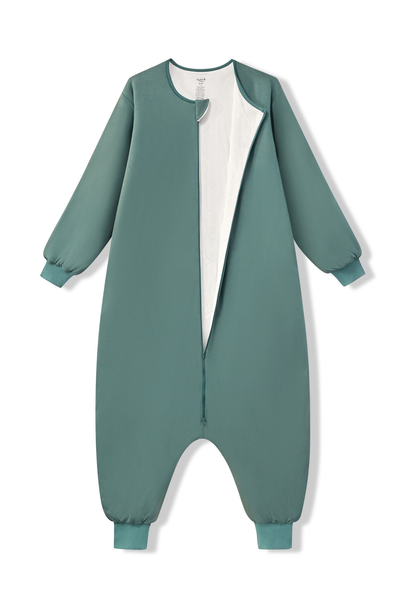 Long Sleeve Adult Sleep Bag Walker in Pine with open zipper on a white background