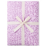 Throw Blanket in Thistle Leopard print packed in ribbon on white background