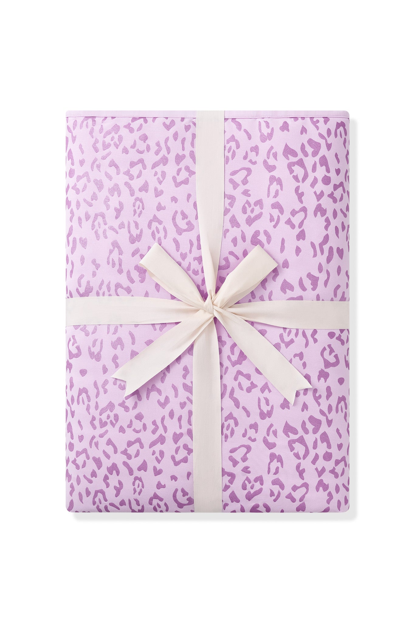Throw Blanket in Thistle Leopard print packed in ribbon on white background