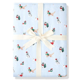 Blue Youth Blanket in Holiday Pups 2.5 print on a white background