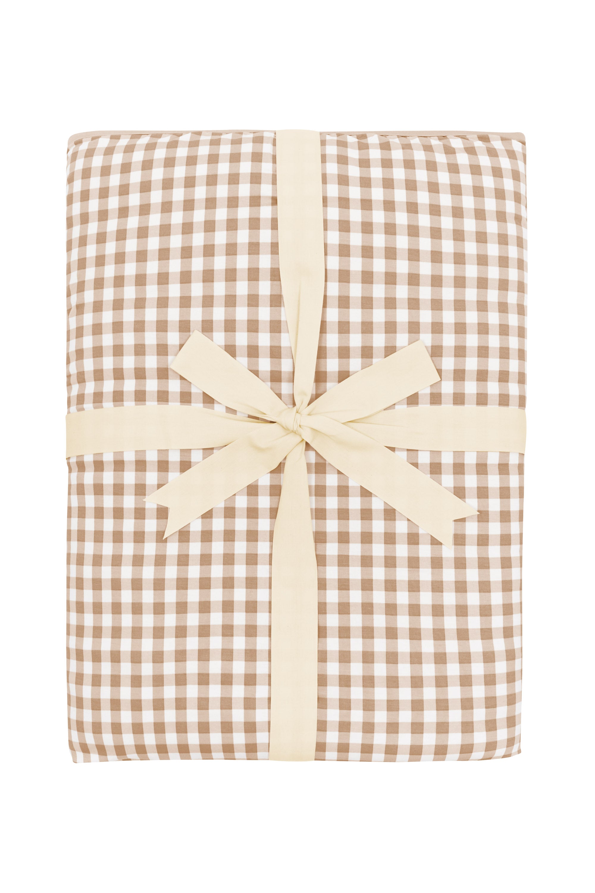 Product photo of the Kyte Bamboo Throw Blanket in Gingham Bisque 2.5