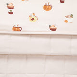 Front and back of Youth Blanket in Pumpkin Spice Latte 2.5 print