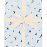 Product photo of the folded Bamboo Throw Blanket in Ski 2.5 wrapped in a bow