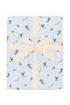 Product photo of the folded Bamboo Throw Blanket in Ski 2.5 wrapped in a bow