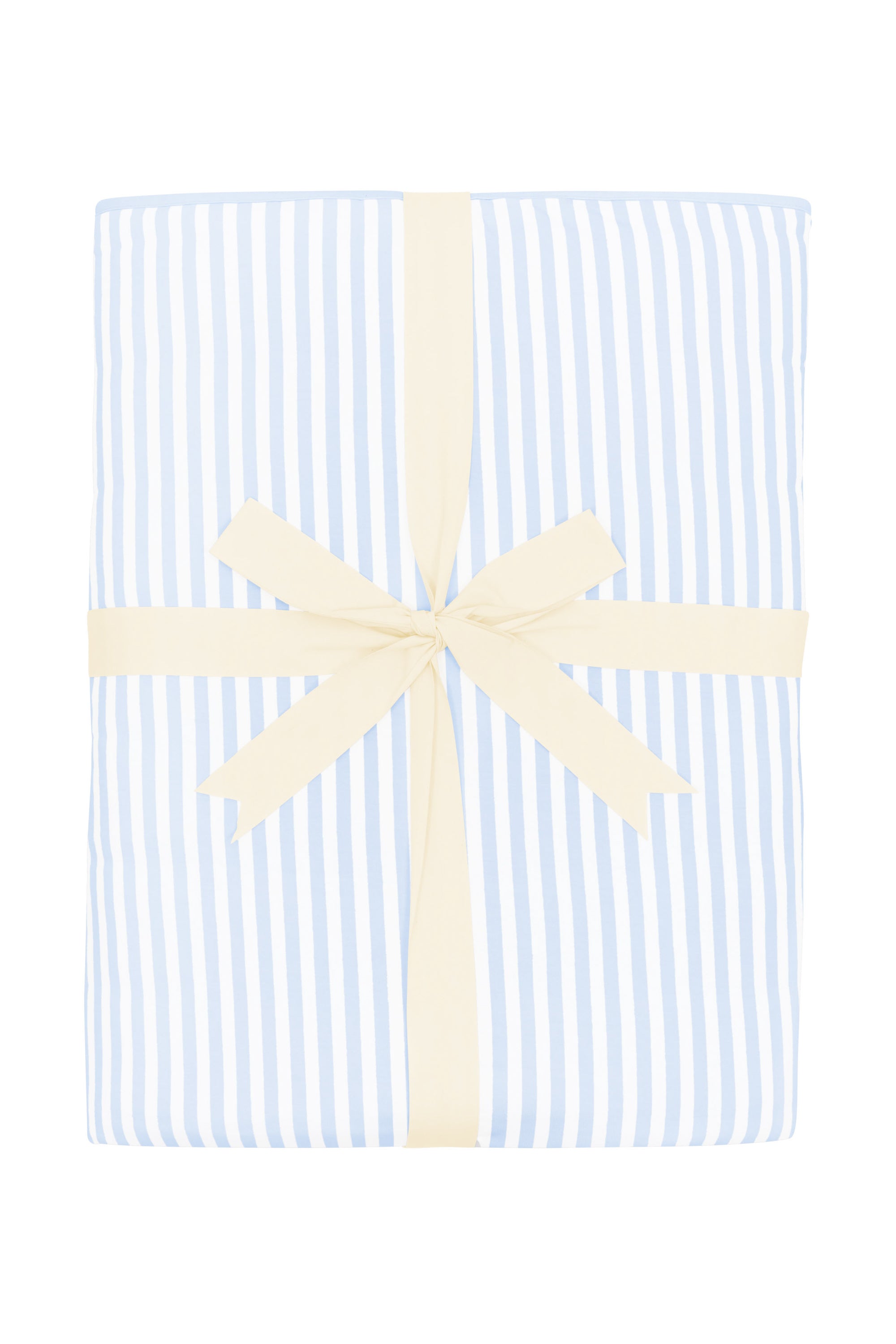 Throw Blanket in Small Mist Stripe 2.5 shown in its ribbon packaging