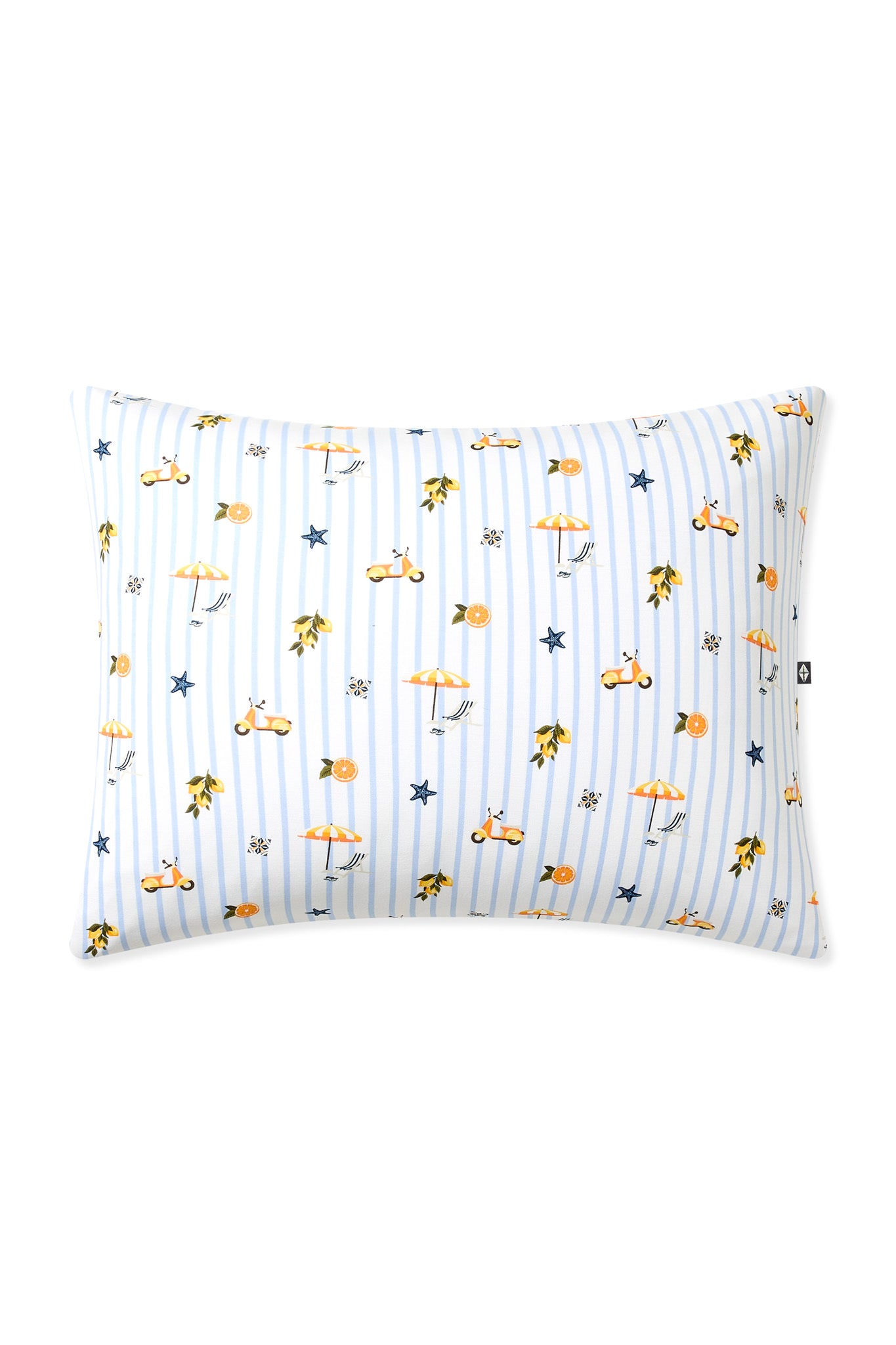 Standard pillow case in Amalfi Coast print on a white background