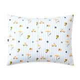 Back side of Standard pillow case in Amalfi Coast print on a white background