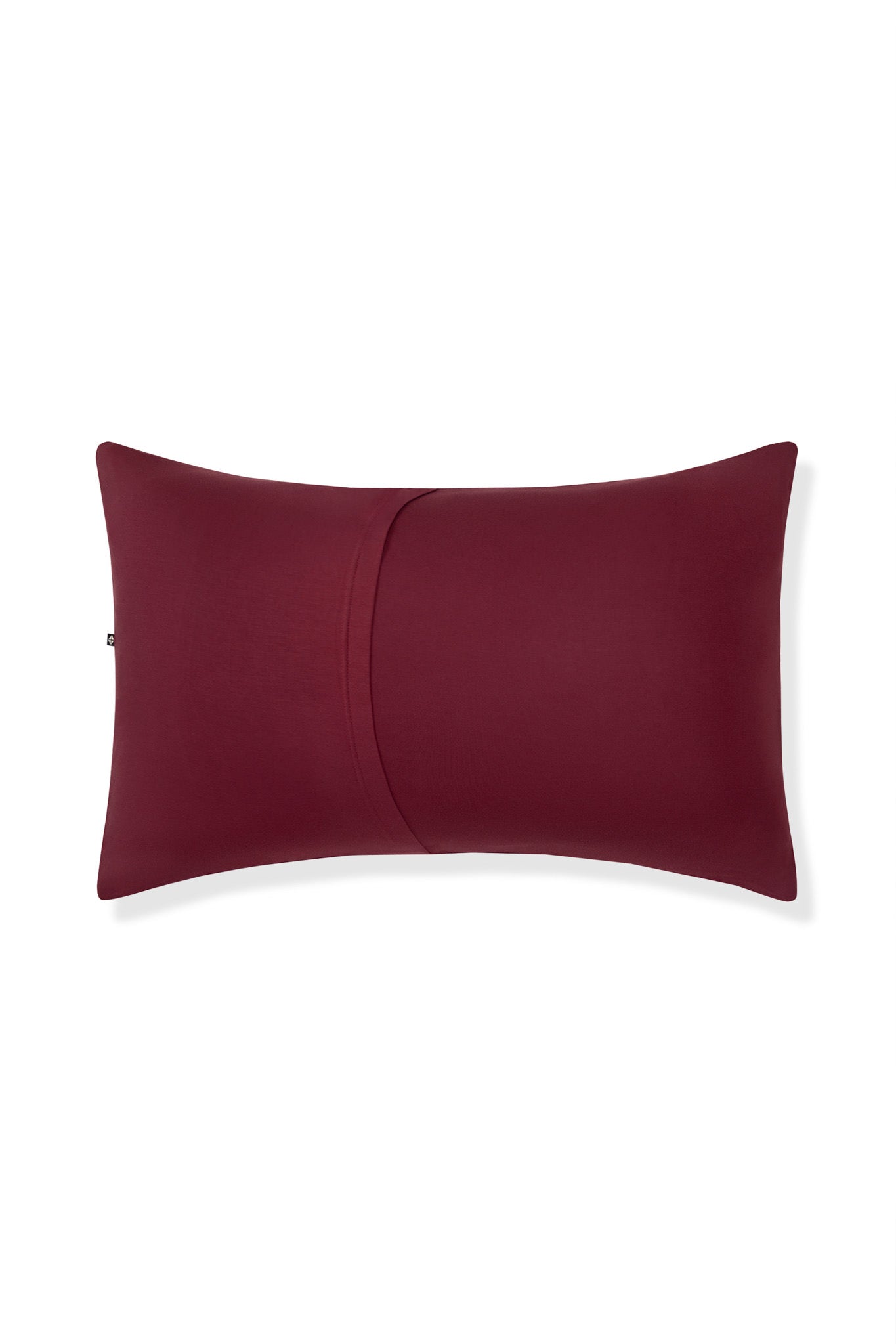 Back side of Standard Pillowcase in Burgundy on a white background