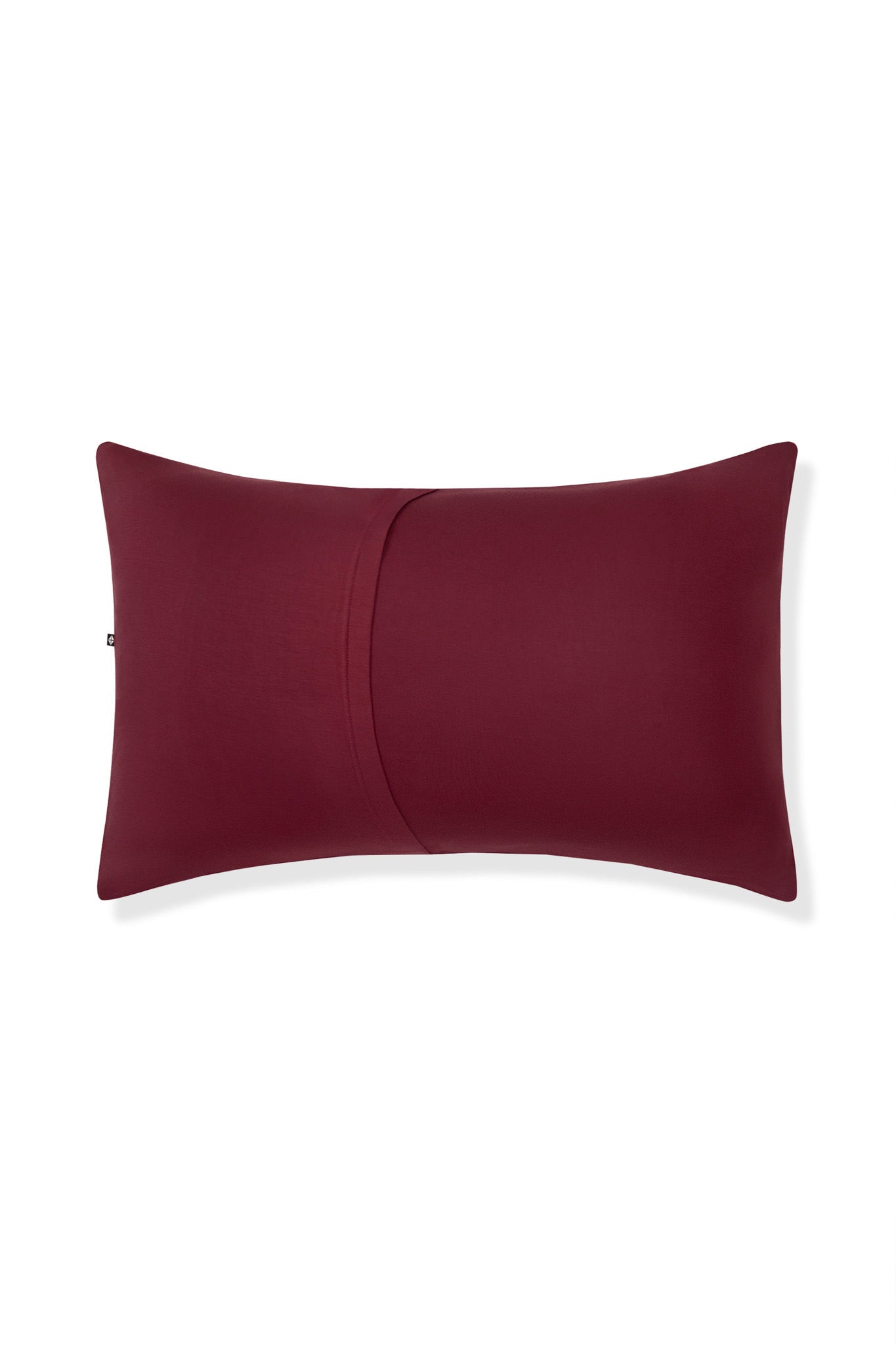 Back side of Standard Pillowcase in Burgundy on a white background