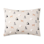 Flat lay of the Standard Pillowcase in Fluffy Cat on a pillow in front of an all white background