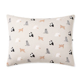 Flat lay of the Standard Pillowcase in Fluffy Cat on a pillow in front of an all white background