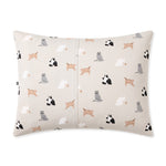 Flat lay of the Standard Pillowcase in Fluffy Cat back side on a pillow in front of an all white background