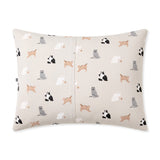 Flat lay of the Standard Pillowcase in Fluffy Cat back side on a pillow in front of an all white background