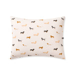 Product photo of the Standard Pillowcase in Dachshund on a pillow in front of a white background 