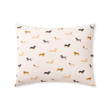 Product photo of the Standard Pillowcase in Dachshund on a pillow in front of a white background 