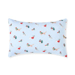 Blue Standard Pillowcase in Holiday Pups print on a white background