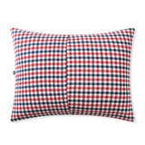 Back side of the Standard Pillowcase in Patriotic Gingham on a pillow 