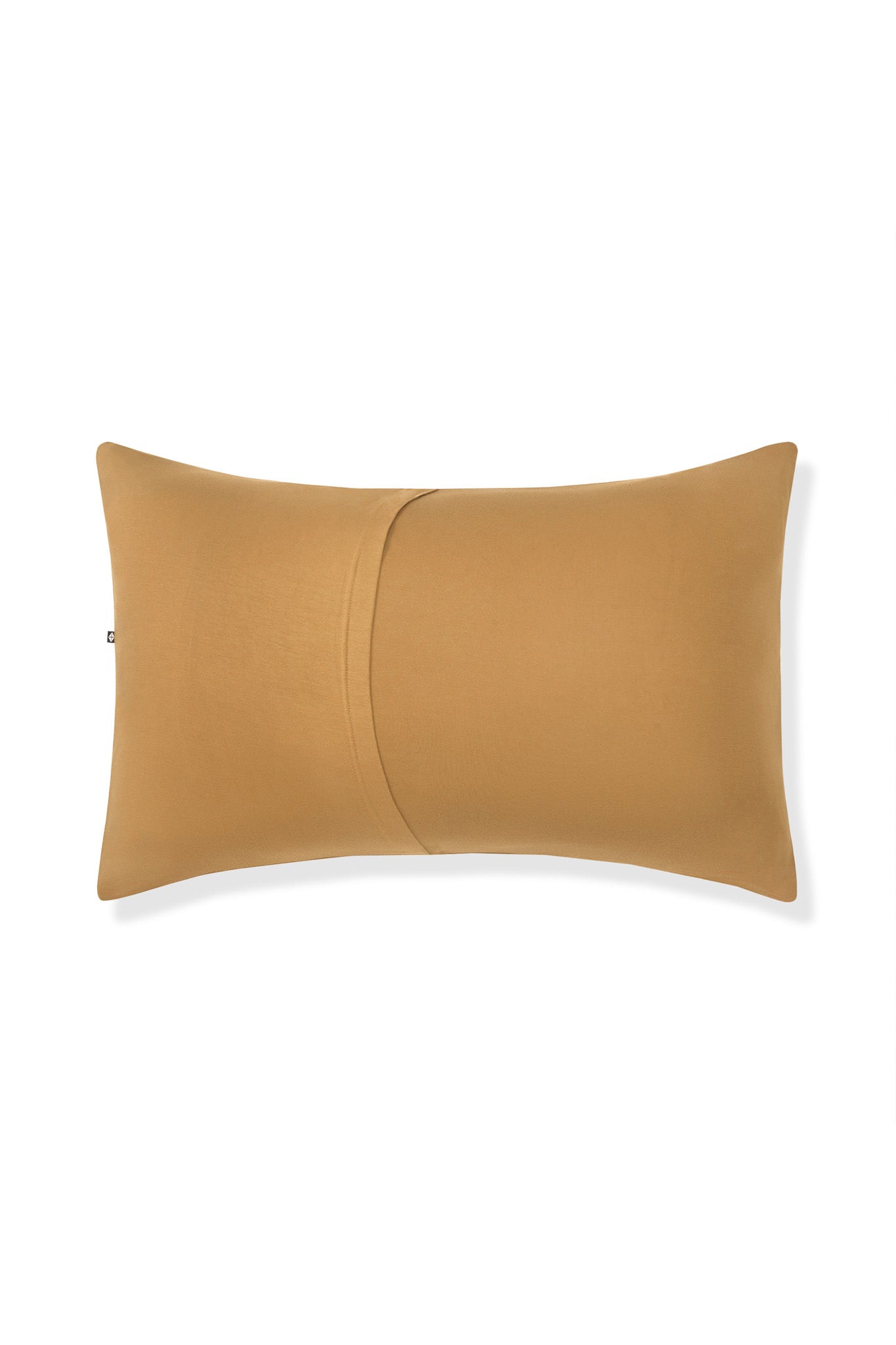 Back side of Standard Pillowcase in Ochre on a white background
