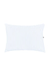 White pillow case with blue stripes