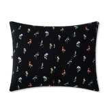 Backside of the Standard Pillowcase in Midnight Wildflower on a pillow on a white background 