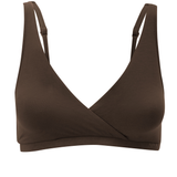 front view of Women's Cross Front Bralette in Toffee