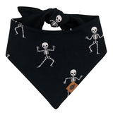 Black bandana with skeleton designs on a white background