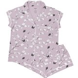 Women’s Short Sleeve Pajama Set in Cherry Blossom on a white backdrop