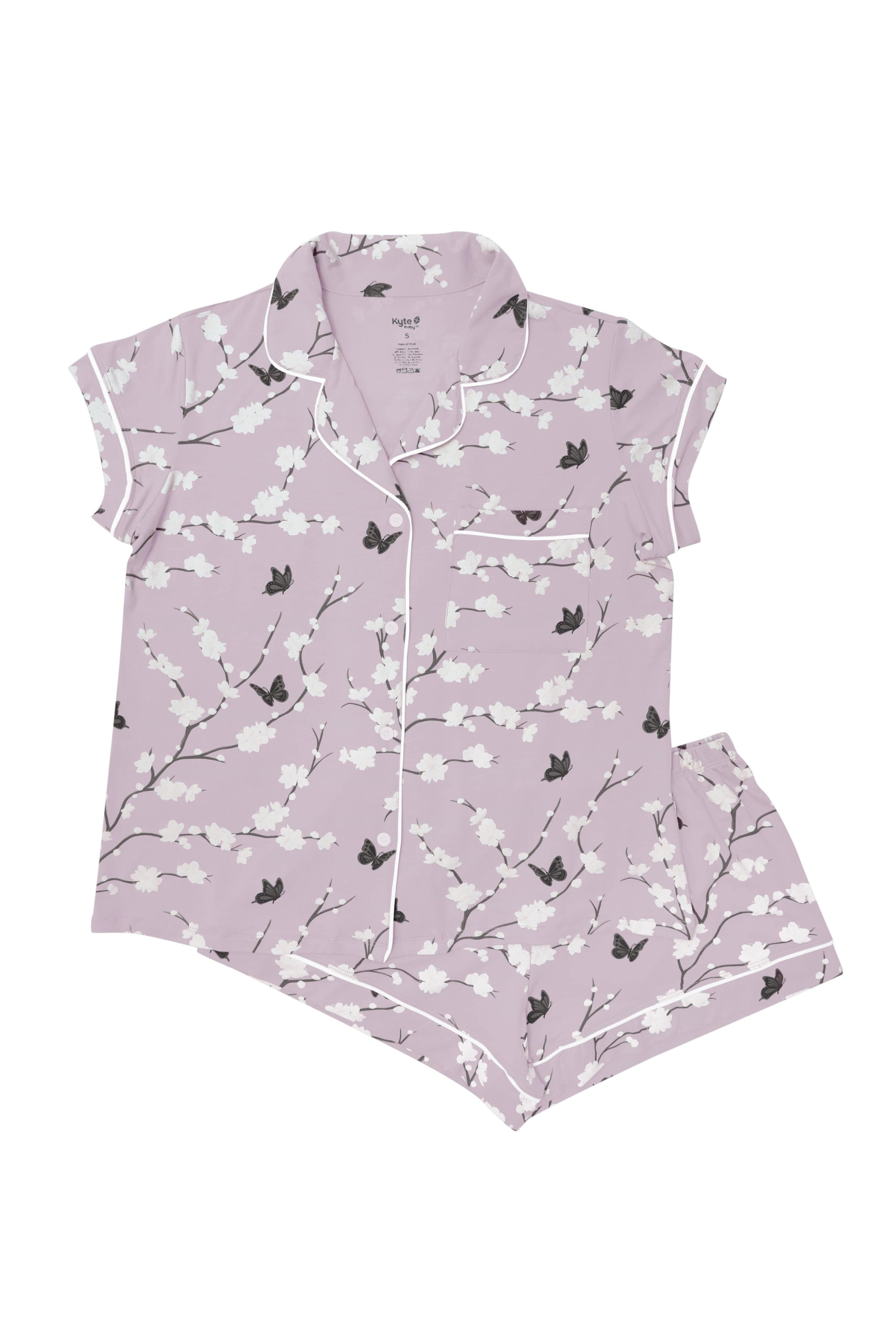 Women’s Short Sleeve Pajama Set in Cherry Blossom on a white backdrop