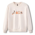 Beige Women's Sweatshirt with Halloween Teddy print in center on a white background