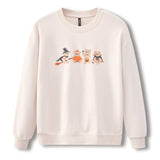 Beige Women's Sweatshirt with Halloween Teddy print in center on a white background