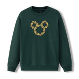 Women's Sweatshirt in Mickey Christmas Wreath on Cypress color on a white background