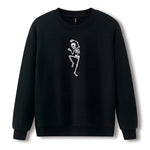 Black Women's Sweatshirt with Skeleton print in center on a white background