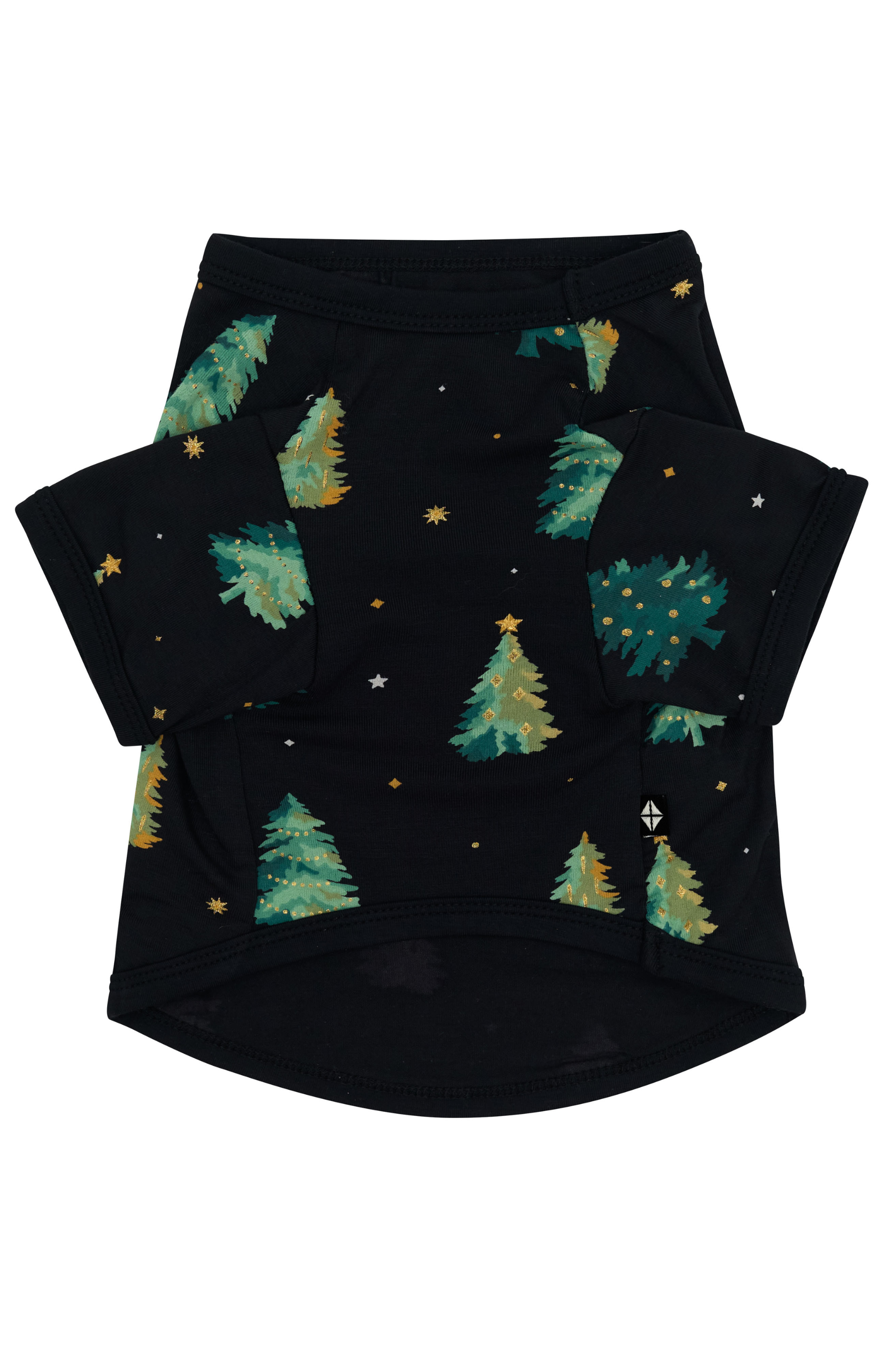 The underside of the Dog Tee in Twinkle Tree showing two leg holes