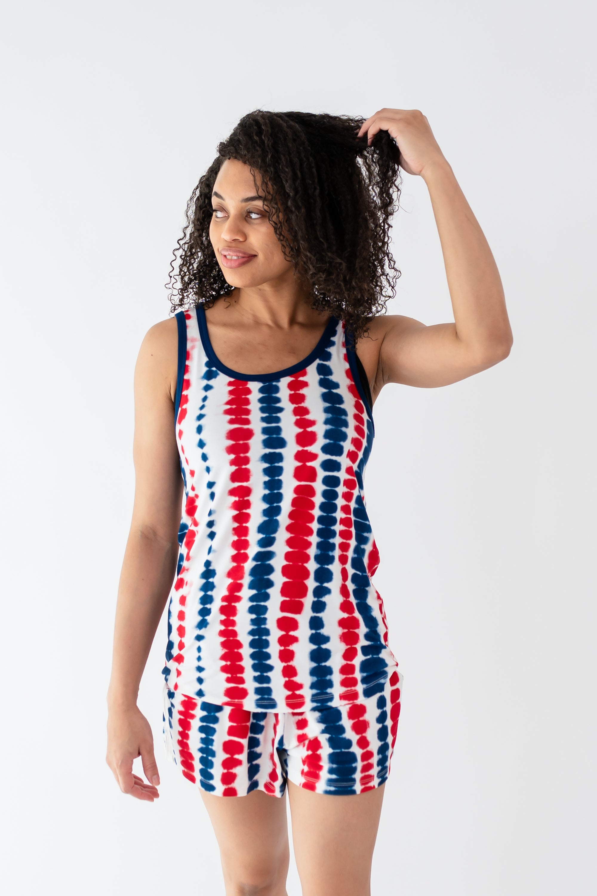 Woman modeling Women’s Tank Set in Liberty Rip Tide