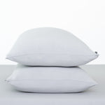 Fitted Sheet with Pillowcases in Storm. Showing 2 pillows stacked on a sheet