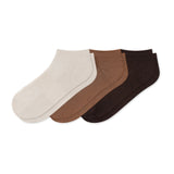Women's Ankle Socks 3-Pack in Cafe on a white background