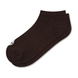 A single low-cut ankle sock in dark brown with a small white accent on the toe, shown against a plain white background.