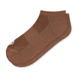 A single low-cut ankle sock in a solid medium brown color, displayed against a clean white background.