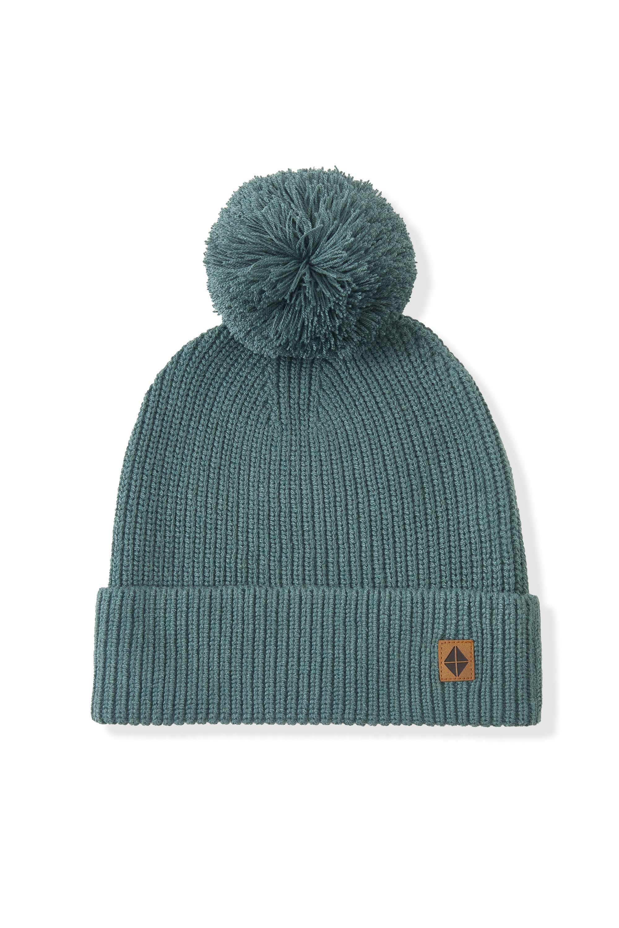 Chunky Knit Adult Pom in Pine on a white background