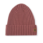 Chunky Knit Adult Ribbed Beanie in Ember on a white background