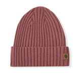 Chunky Knit Adult Ribbed Beanie in Ember on a white background